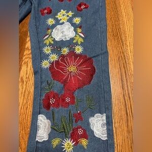 MISSLOOK Floral Embroidered Denim Jeans Size M